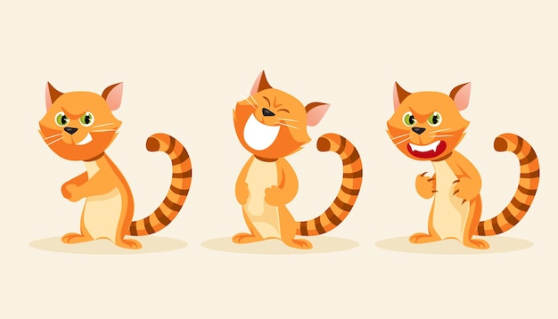 Cartoon cat with different emotions