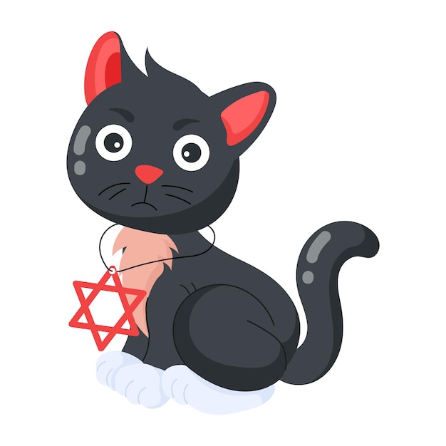 A cartoon cat with a star and a star on his neck.