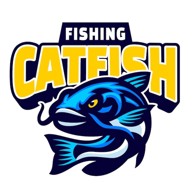 Disegno del logo della mascotte del pesce gatto dei cartoni animati