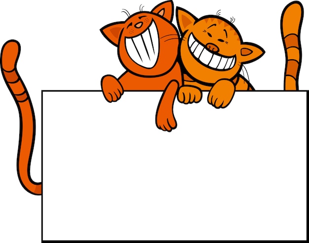 Vector cartoon cats with board or card