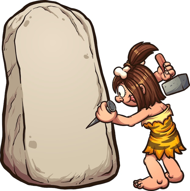 Vector cartoon cave woman