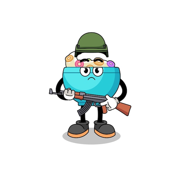 Cartoon of cereal bowl soldier