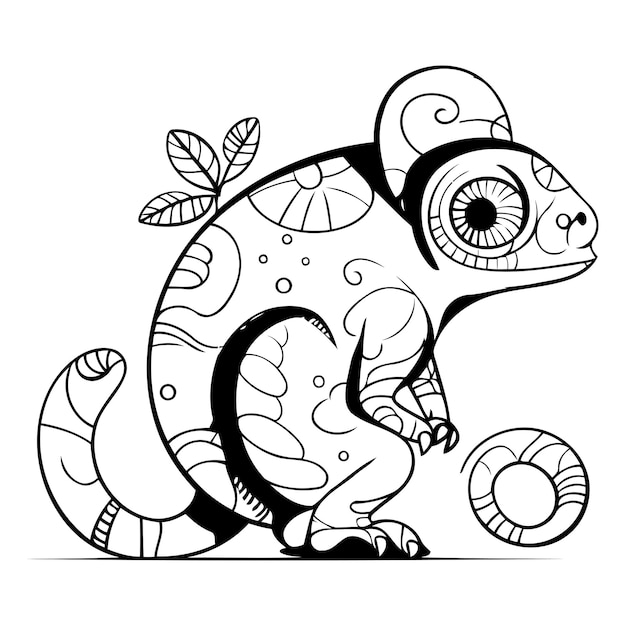 Cartoon chameleon Colored vector illustration on white background