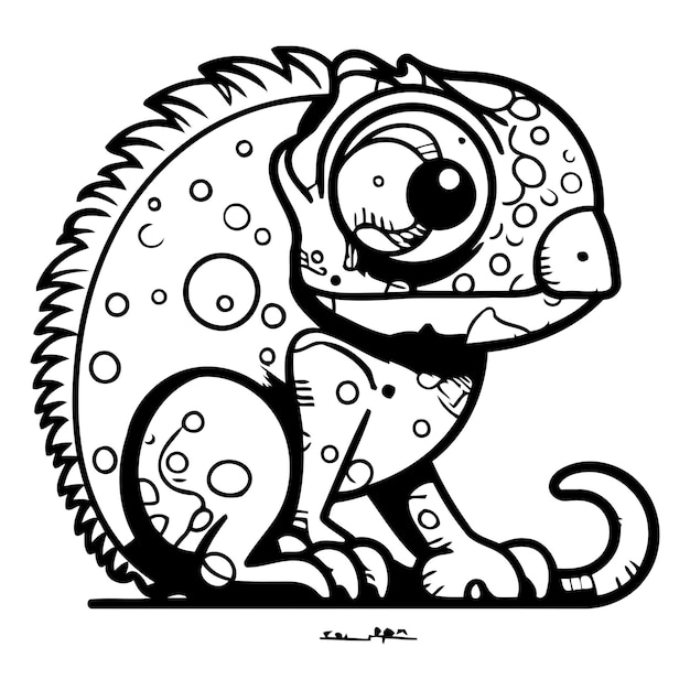 Cartoon chameleon Vector illustration isolated on white background