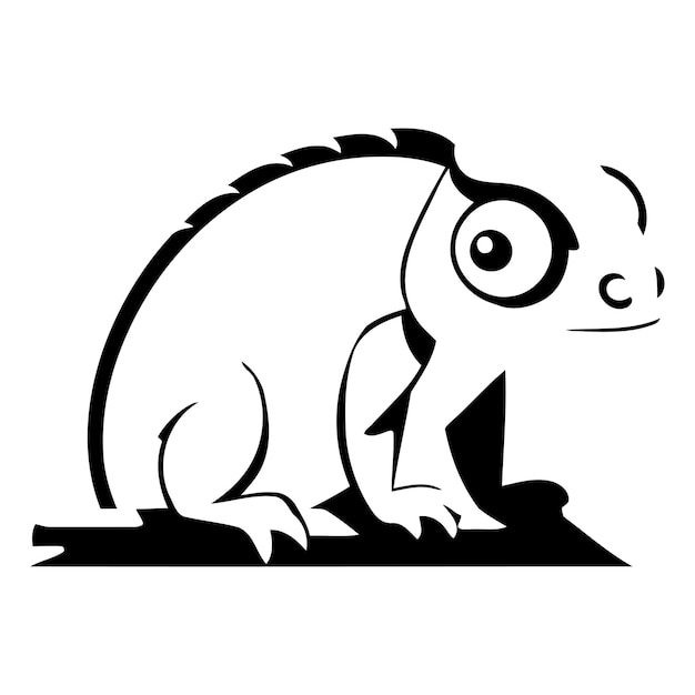 Vector cartoon chameleon on a white background