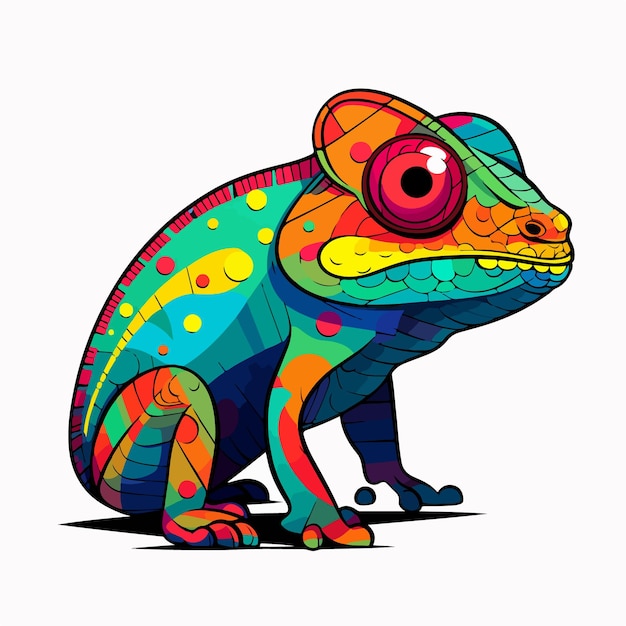 A cartoon chameleon with colorful spots