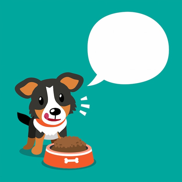 Cartoon character american shepherd dog and white speech bubble