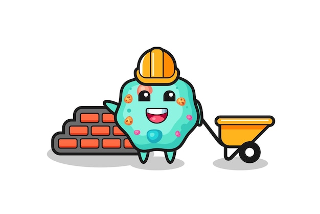 Cartoon character of amoeba as a builder , cute style design for t shirt, sticker, logo element