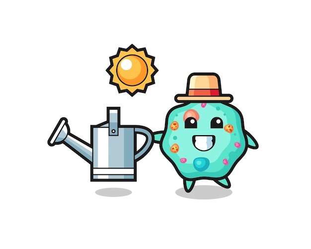 Cartoon character of amoeba holding watering can  cute style design for t shirt sticker logo element