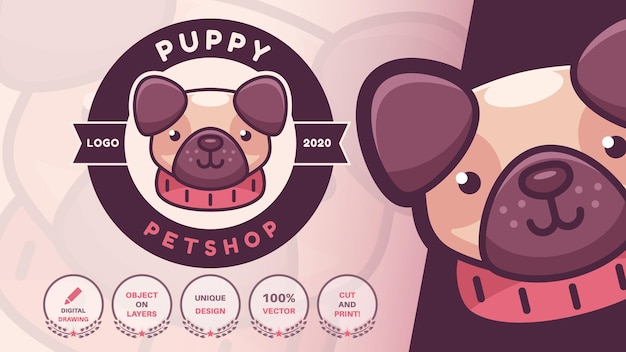 Vector cartoon character animal pet dog  logo