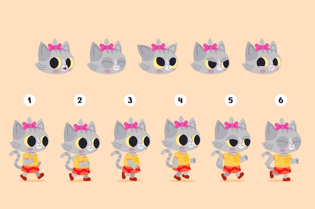 cat game character animation frames, Stable Diffusion