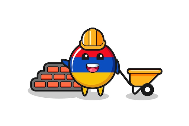 Cartoon character of armenia flag as a builder cute design