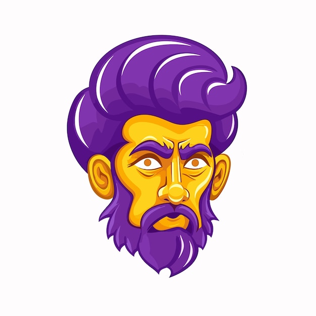 cartoon character avatar isolated yellow and purple design