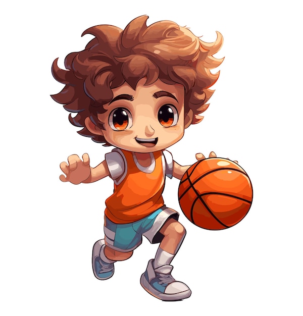 Cartoon character basketball player vector illustration