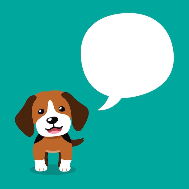 Cartoon character beagle dog with speech bubble