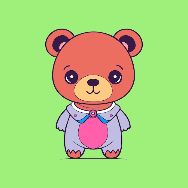 Cartoon character of a bear wearing a suit with a bow.