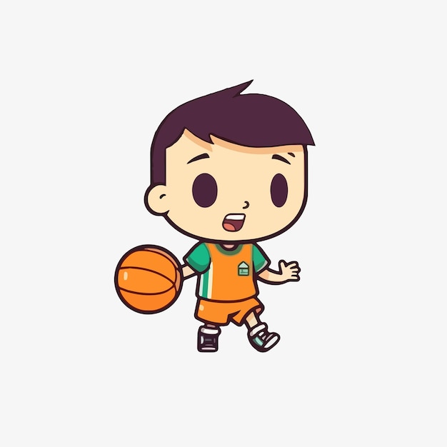 Cartoon character of a boy with a basketball.