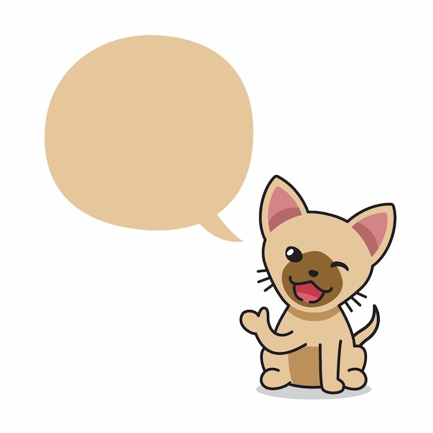 Мультипликационный персонаж коричневого кота с речевым пузырем для дизайна.