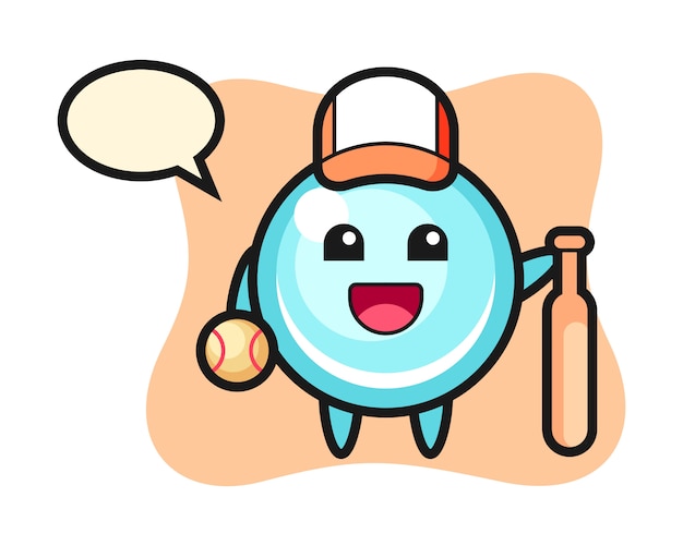 Cartoon character of bubble as a baseball player, cute style design