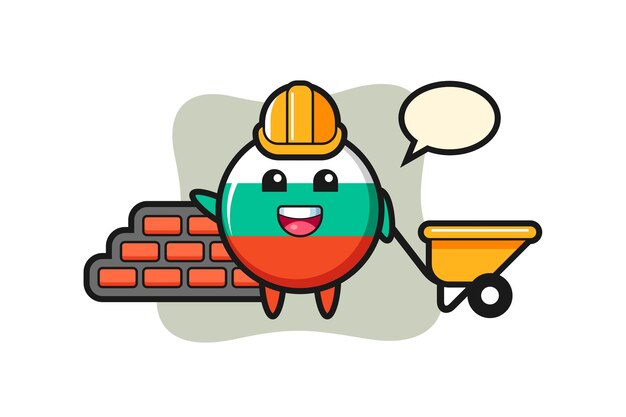 Cartoon character of bulgaria flag badge as a builder