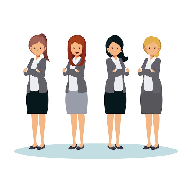 Vector cartoon character of businesswoman. team of woman office worker.