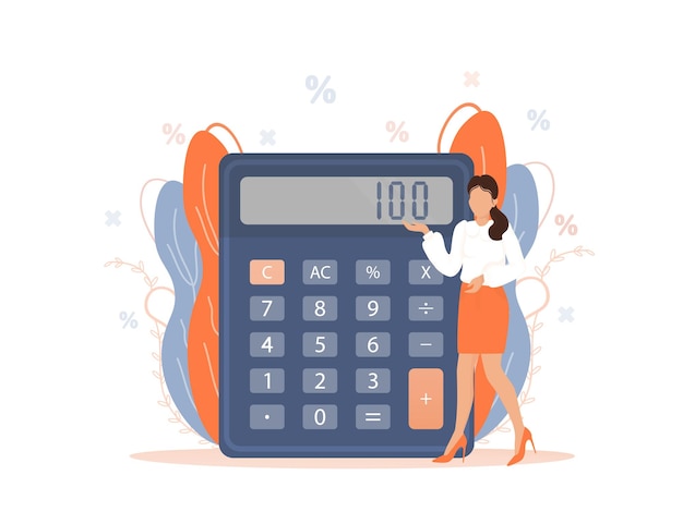 Vector cartoon character cartoon character calculator girl vector illustration