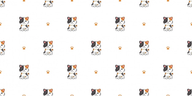  cartoon character cat seamless pattern background