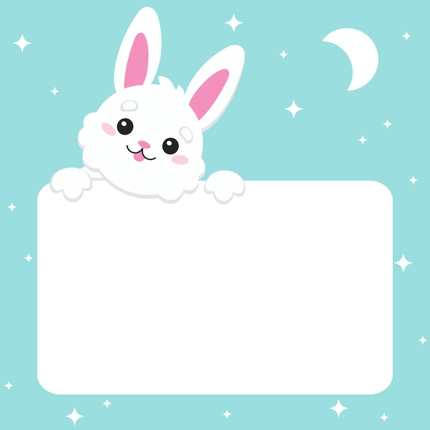 Cartoon character christmas rabbit Colorful vector illustration Isolated on color background Design element