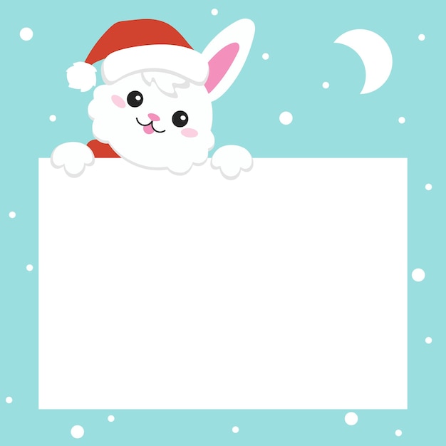 Мультяшный персонаж Рождественский кролик Изолированный на цветном фоне Элемент дизайна Шаблон для ваших дизайнерских книг наклейки карты