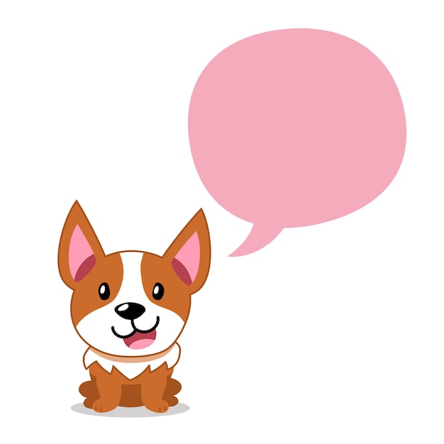 Cartoon character corgi dog with speech bubble