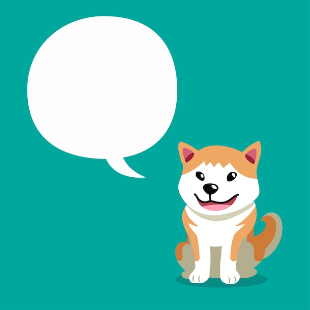 Vector cartoon character cute dog with speech bubble