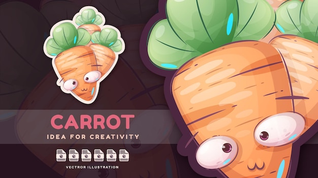 Cartoon character cute fresh carrot. vector eps 10