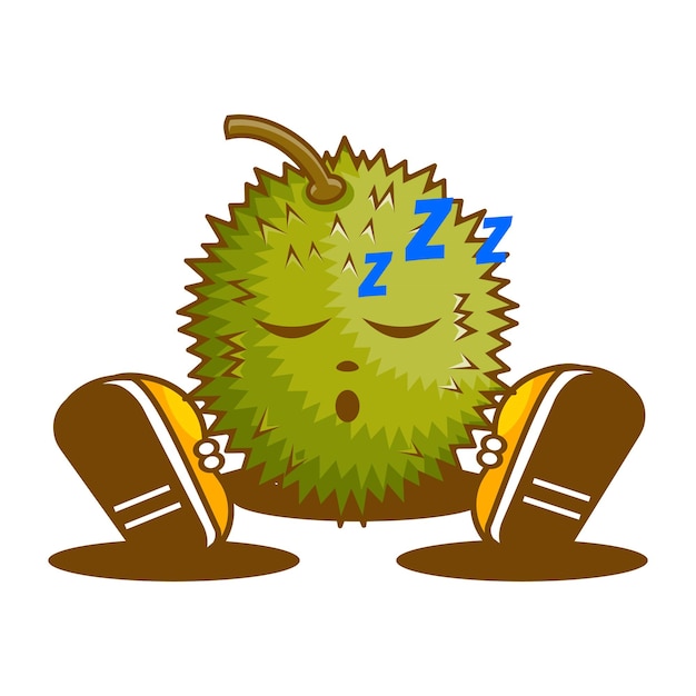 Vector cartoon character of durian sleeping on a white background