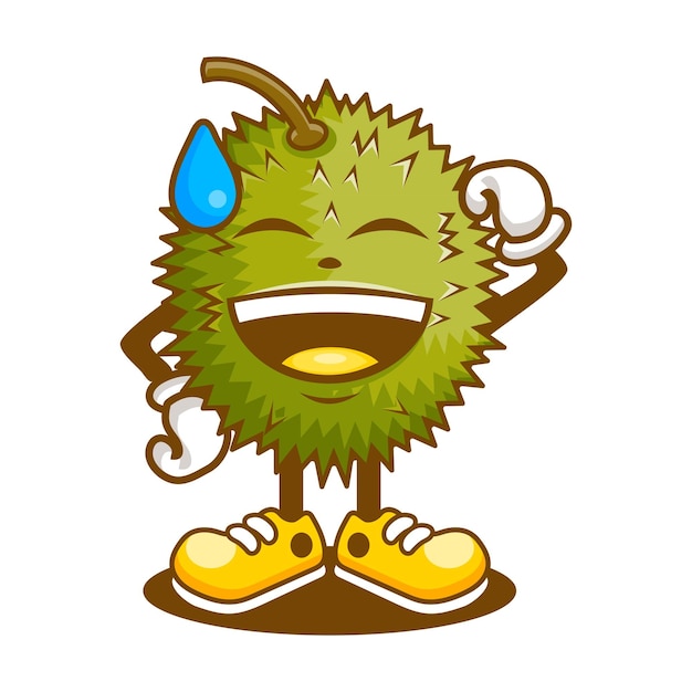 Cartoon character of durian with sweat smile