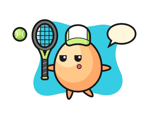 Cartoon character of egg as a tennis player, cute style  for t shirt, sticker, logo element