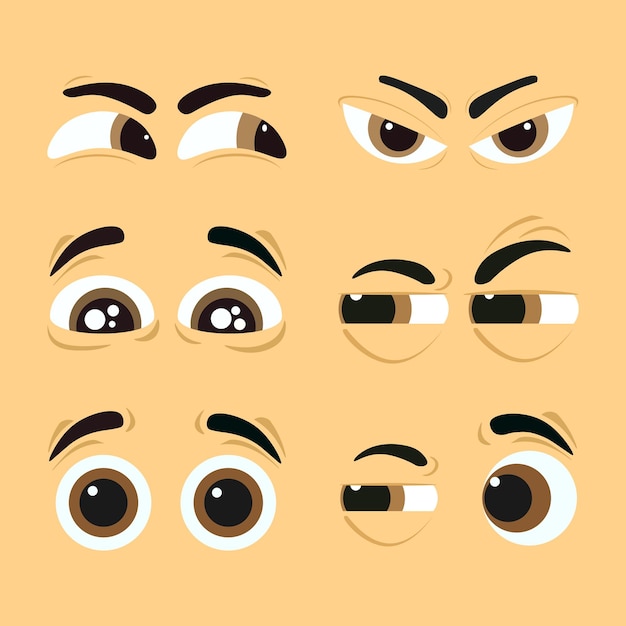 Cartoon character eyes vector and illustration