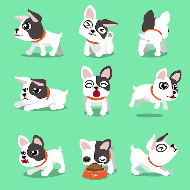 Cartoon character french bulldog poses for design.