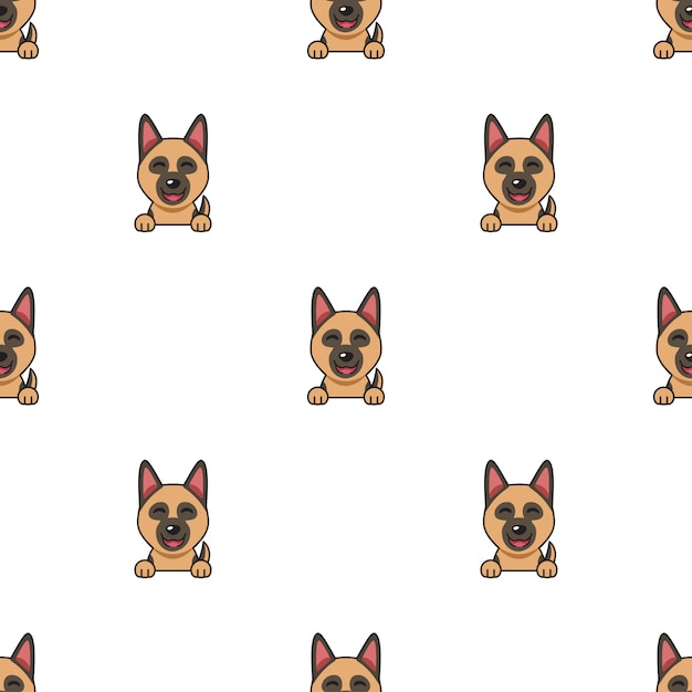 Cartoon character german shepherd dog seamless pattern background