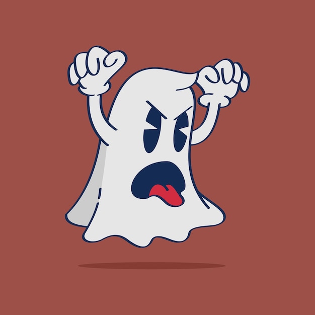 Vector cartoon character ghost with a face and eyes scarring illustration hand drawing illustration