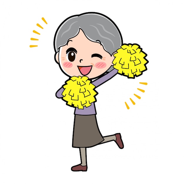 Cartoon character grandma, Cheer wink