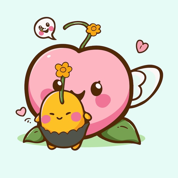 A cartoon character holding a flower in a pink cup.