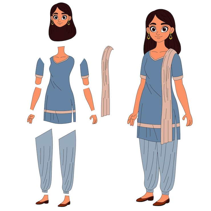 Vector cartoon character of an indian woman