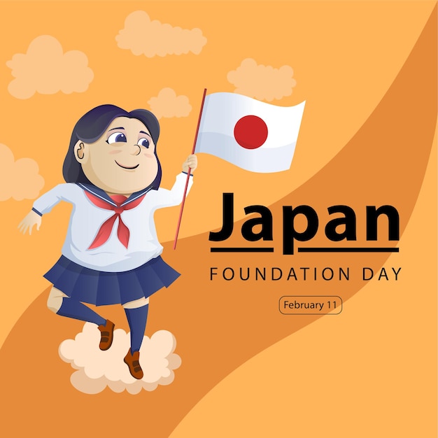 Cartoon character of a japanese girl student to commemorate foundation day