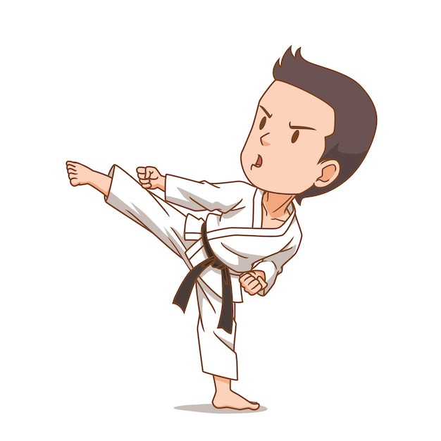Vettore personaggio dei cartoni animati del ragazzo di karate