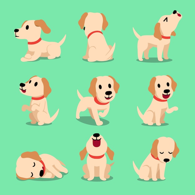 cartoon character labrador dog poses