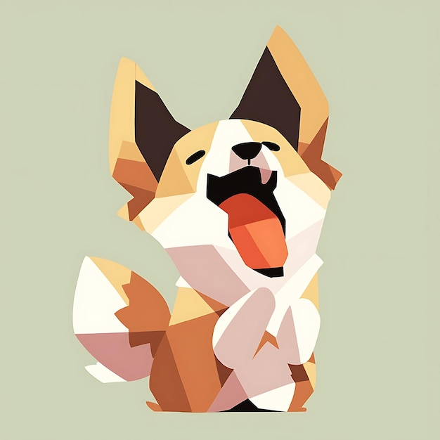 Vettore personaggio di cartone animato di un disegno grafico corgiflat che ride