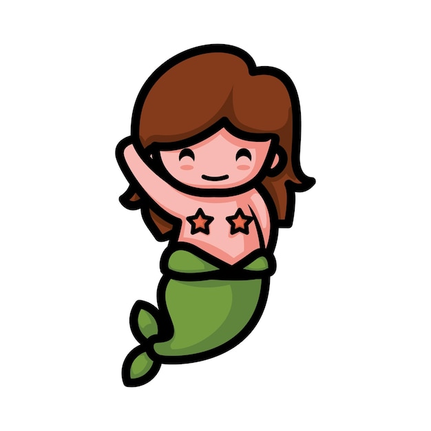 Cartoon character mascot vector illustration a mermaid is greeting