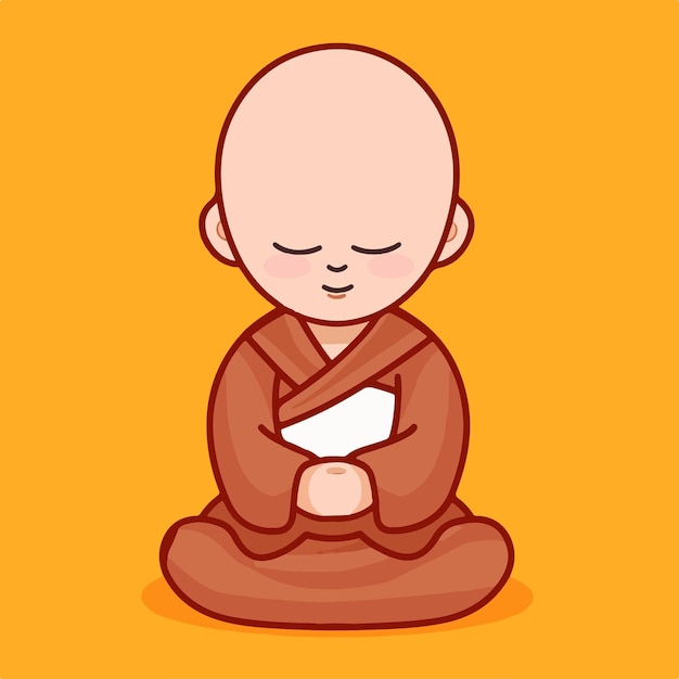 Cartoon character of a monk sitting in a lotus position