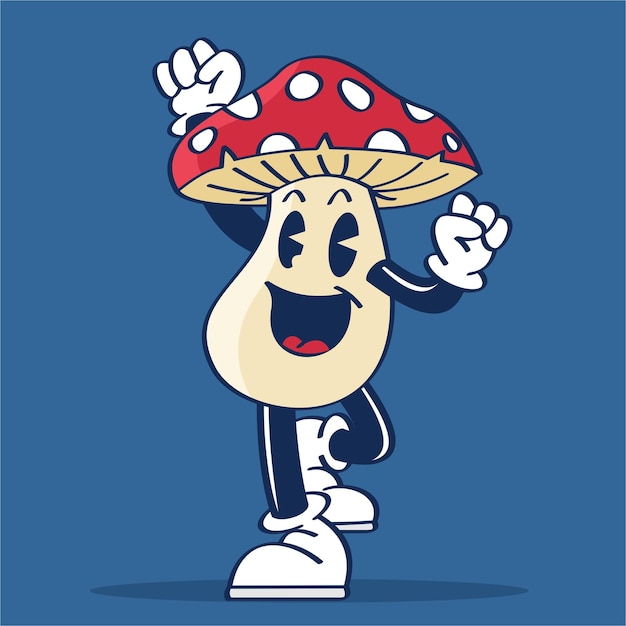 Cartoon character of a mushroom say hore Hand Drawing Illustration Vector