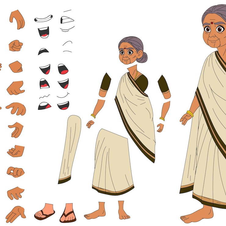 Vector cartoon character of an old woman